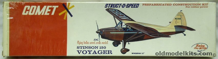 Comet Stinson 150 Voyager Struct-O-Speed - 12 inch Wingspan Flying Airplane, 2204-50 plastic model kit